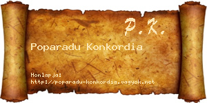 Poparadu Konkordia névjegykártya